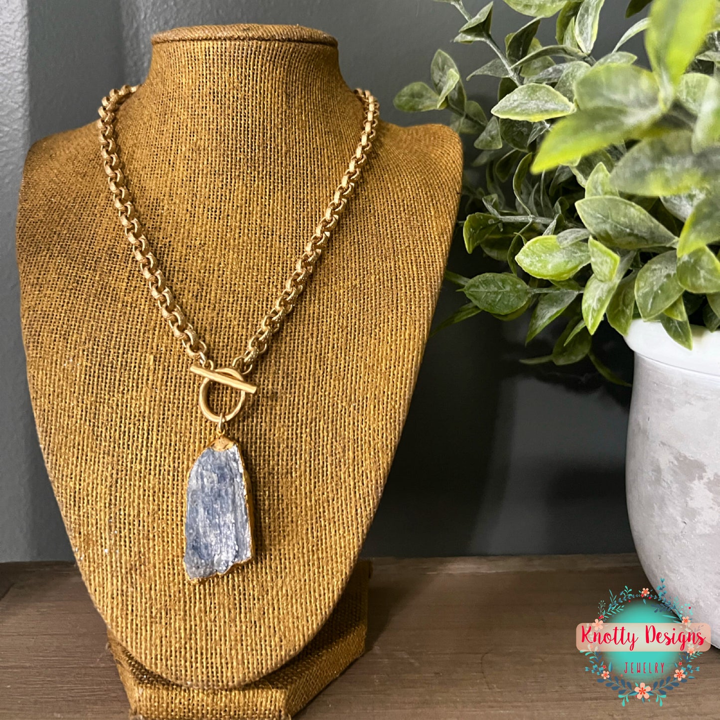 Kyanite and Gold Chain Choker