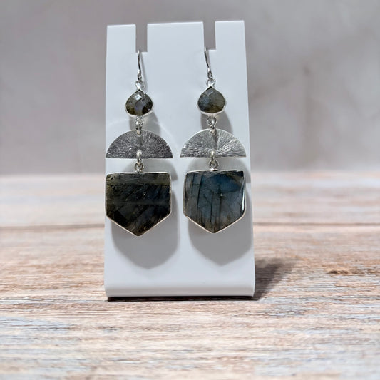 Labradorite and Silver Drop Earrings