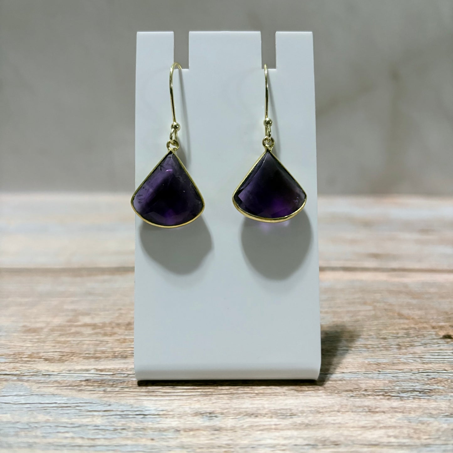 Amethyst Triangle Drop Earrings